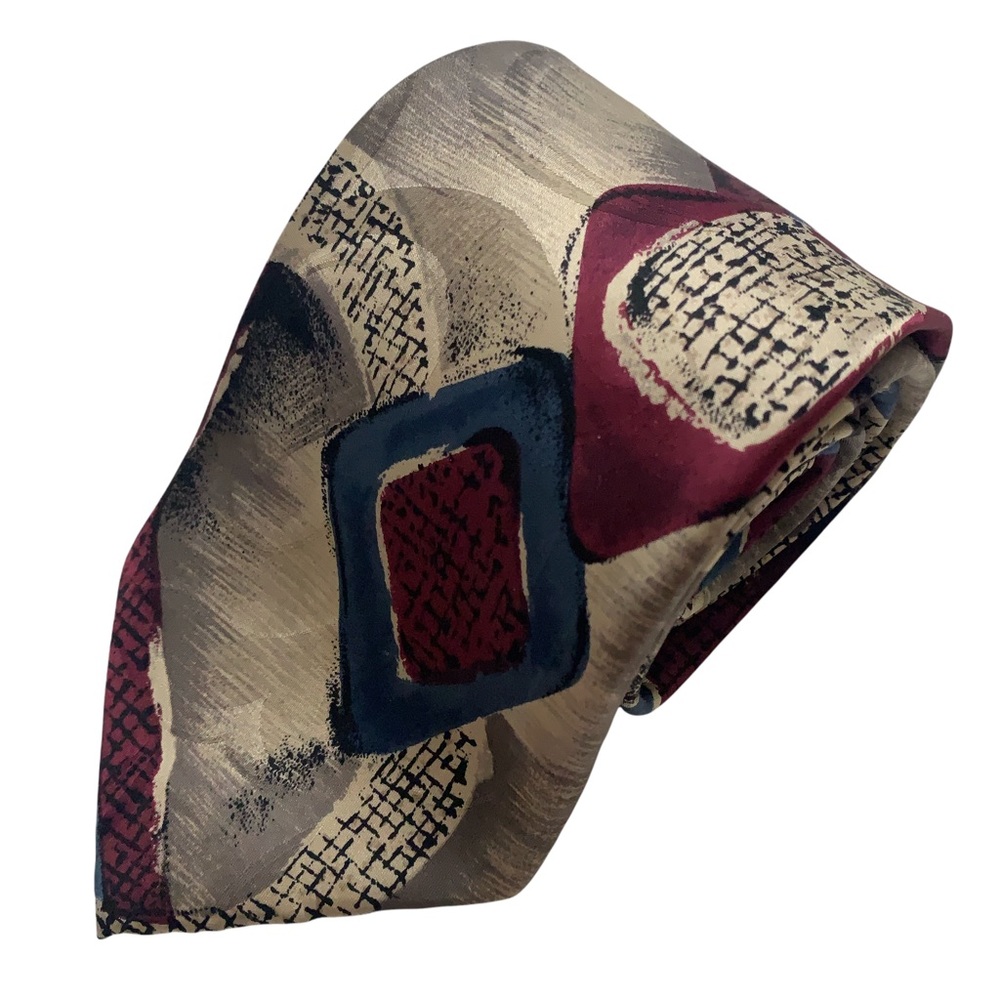 EMILIO PUCCI Neck Tie Geometric Abstract 100% Silk Made In Italy Gray